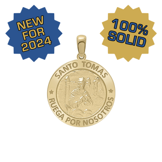14K Gold Round Santo Tomás Medallion (3/4 inch)
