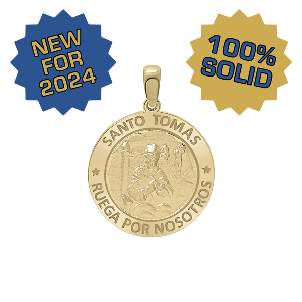 14K Gold Round Santo Tomás Medallion (3/4 inch)