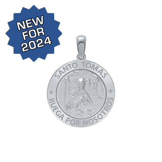 Sterling Silver Round Santo Tomás Medallion (3/4 inch)