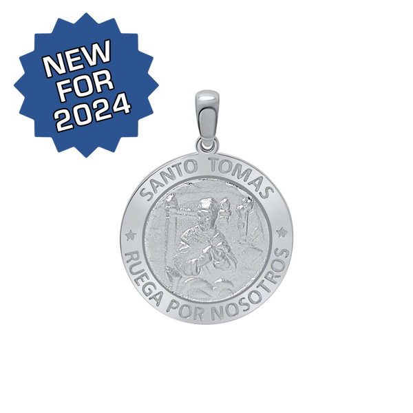 Sterling Silver Round Santo Tomás Medallion (3/4 inch)