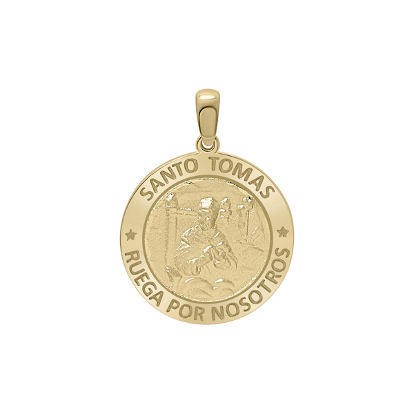 14K Gold Round Santo Tomás Medallion (3/4 inch)