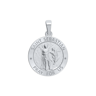 Sterling Silver Round Saint Sebastian Medallion (3/4 inch)