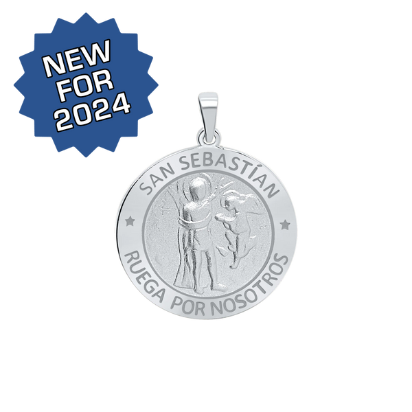 Sterling Silver Round San Sebastiàn Medallion (3/4 inch)