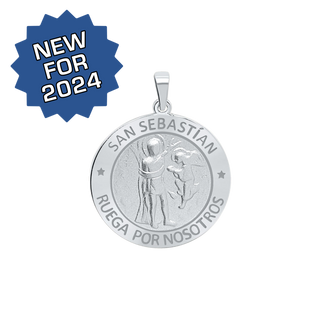 Sterling Silver Round San Sebastiàn Medallion (3/4 inch)