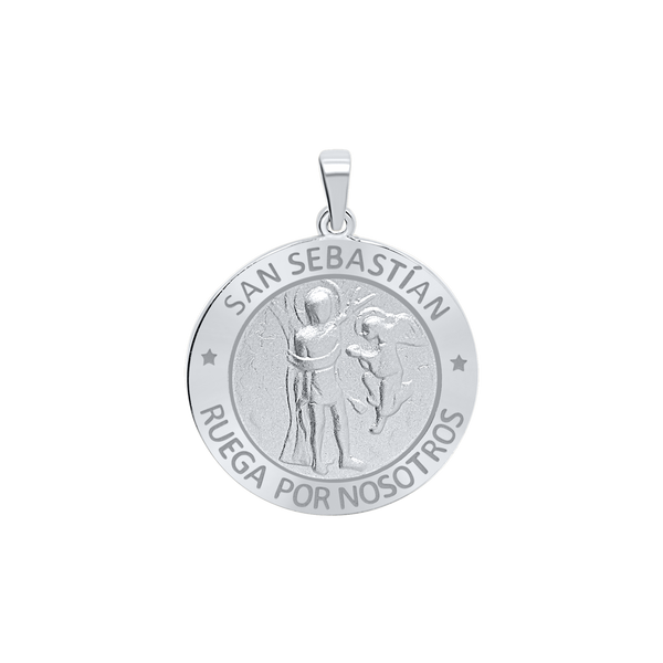 Sterling Silver Round San Sebastiàn Medallion (3/4 inch)