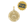 14K Gold Round Saint Nicolas Medallion (3/4 inch)