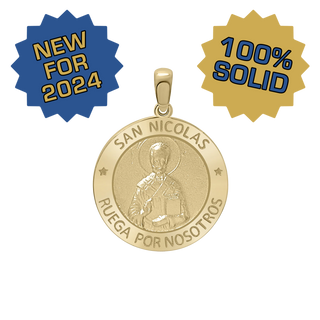 14K Gold Round San Nicolás Medallion (3/4 inch)