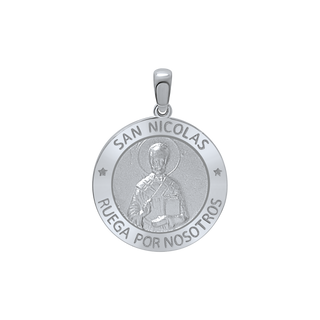 Sterling Silver Round San Nicolás Medallion (3/4 inch)