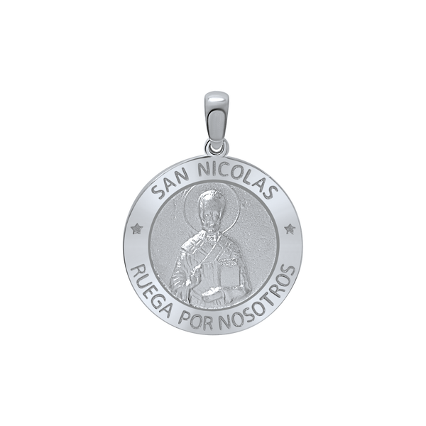 Sterling Silver Round San Nicolás Medallion (3/4 inch)