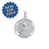 Sterling Silver Round Saint Gabriel Medallion (3/4 inch)
