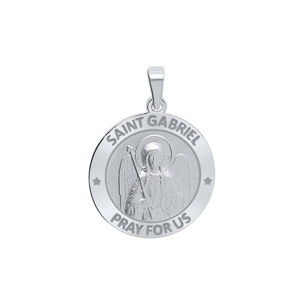 Sterling Silver Round Saint Gabriel Medallion (3/4 inch)