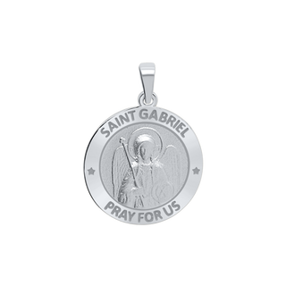 Sterling Silver Round Saint Gabriel Medallion (3/4 inch)