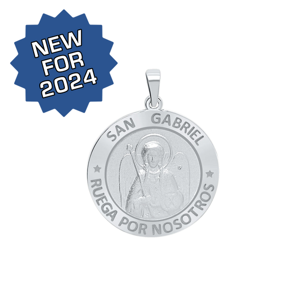 Sterling Silver Round San Gabriel Medallion (3/4 inch)
