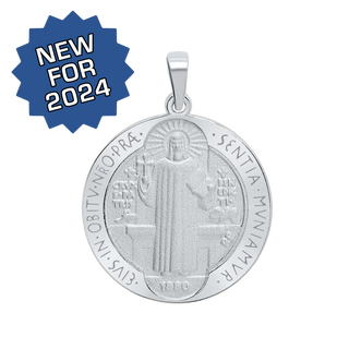 Sterling Silver Round Pope Benedict Medallion (1 inch)