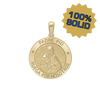 14K Gold Round Padre Pio Medallion (3/4 inch)