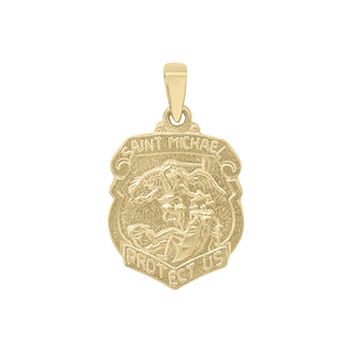 14K Gold Saint Michael Shield Medallion (5/8 inch - 1 inch)