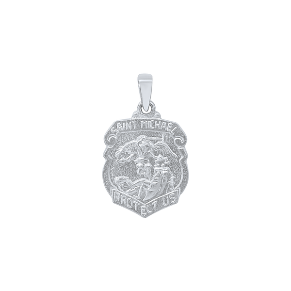 Sterling Silver Saint Michael Shield Medallion (5/8 inch - 1 inch)
