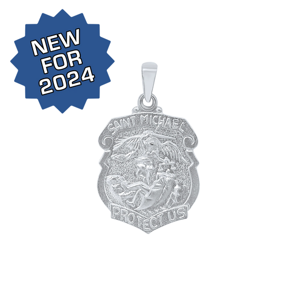 Sterling Silver Saint Michael Shield Medallion (5/8 inch - 1 inch)