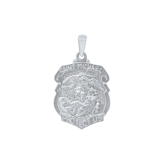 Sterling Silver Saint Michael Shield Medallion (5/8 inch - 1 inch)