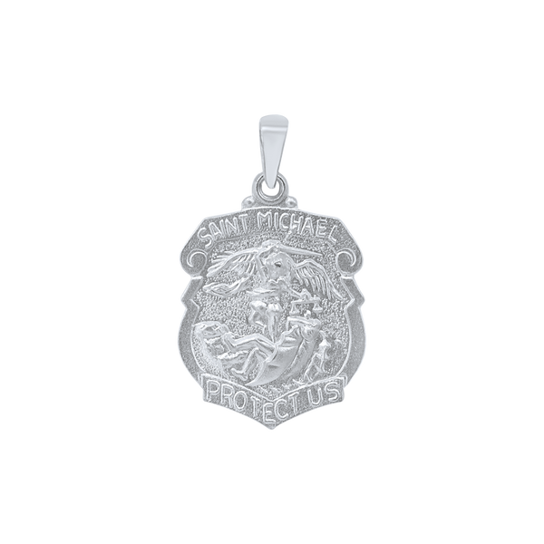 Sterling Silver Saint Michael Shield Medallion (5/8 inch - 1 inch)