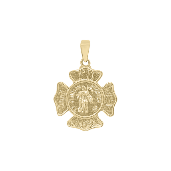 14K Gold Saint Florian Shield Medallion (5/8 inch - 1 inch)