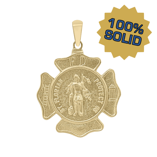 14K Gold Saint Florian Shield Medallion (5/8 inch - 1 inch)