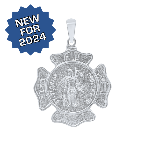 Sterling Silver Saint Florian Shield Medallion (5/8 inch - 1 inch)