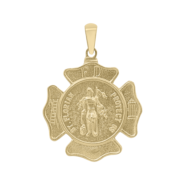 14K Gold Saint Florian Shield Medallion (5/8 inch - 1 inch)