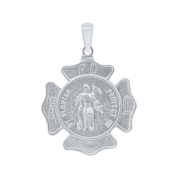 Sterling Silver Saint Florian Shield Medallion (5/8 inch - 1 inch)