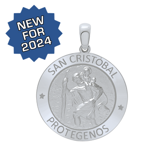 Sterling Silver Round San Cristóbal Medallion (1 inch)