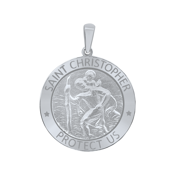 Sterling Silver Round Saint Christopher Medallion (5/8 inch - 1 inch)