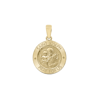 14K Gold Round Saint Joseph Medallion (5/8 inch - 1 inch)