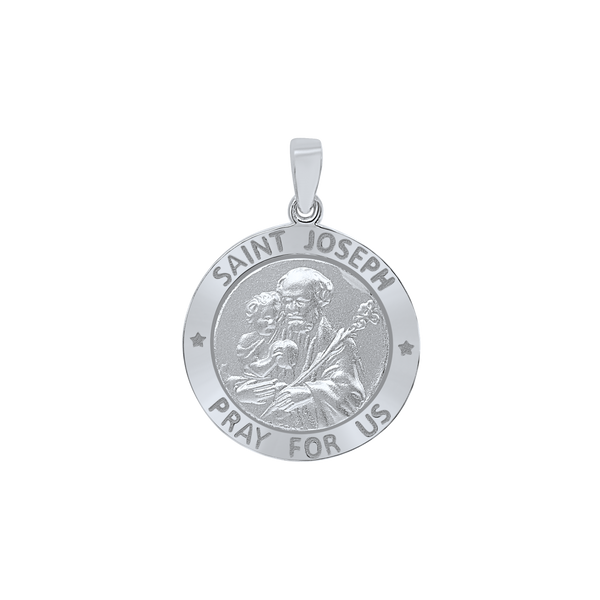 Sterling Silver Round Saint Joseph Medallion (5/8 inch - 1 inch)
