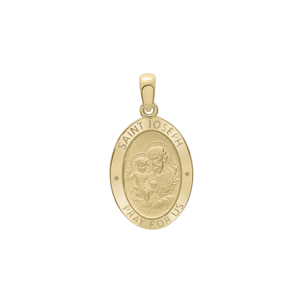 14K Gold Oval Saint Joseph Medallion (3/4 inch - 7/8 inch)