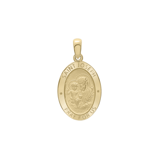 14K Gold Oval Saint Joseph Medallion (3/4 inch - 7/8 inch)