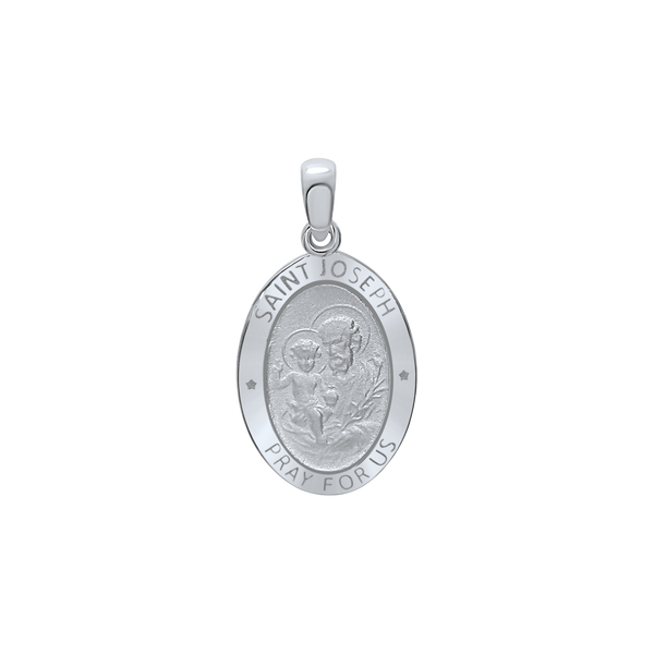 Sterling Silver Oval Saint Joseph Medallion (3/4 inch - 7/8 inch)