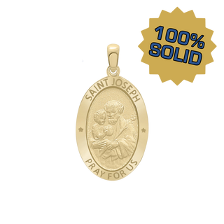 14K Gold Oval Saint Joseph Medallion (3/4 inch - 7/8 inch)