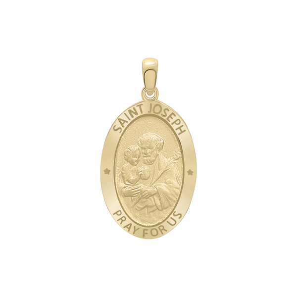 14K Gold Oval Saint Joseph Medallion (3/4 inch - 7/8 inch)