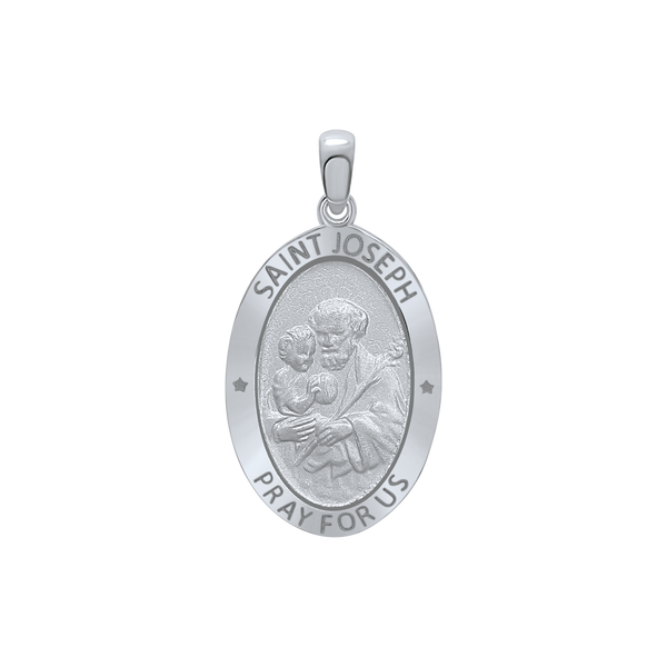 Sterling Silver Oval Saint Joseph Medallion (3/4 inch - 7/8 inch)