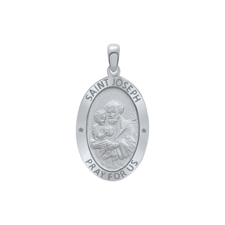 Sterling Silver Oval Saint Joseph Medallion (3/4 inch - 7/8 inch)