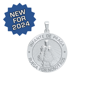 Sterling Silver Round Infante de Praga Medallion (3/4 inch)