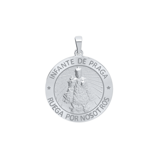 Sterling Silver Round Infante de Praga Medallion (3/4 inch)