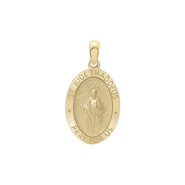 14K Gold Oval Saint Jude Thaddeus Medallion (3/4 inch - 7/8 inch)