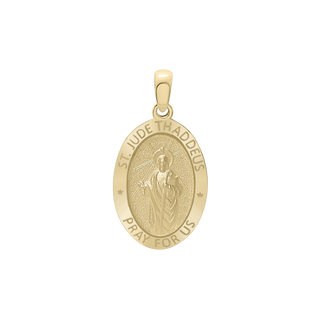 14K Gold Oval Saint Jude Thaddeus Medallion (3/4 inch - 7/8 inch)