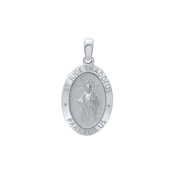 Sterling Silver Oval Saint Jude Thaddeus Medallion (3/4 inch - 7/8 inch)