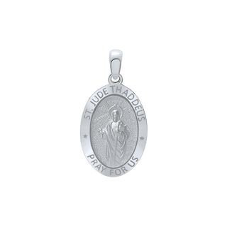 Sterling Silver Oval Saint Jude Thaddeus Medallion (3/4 inch - 7/8 inch)