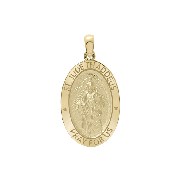 14K Gold Oval Saint Jude Thaddeus Medallion (3/4 inch - 7/8 inch)