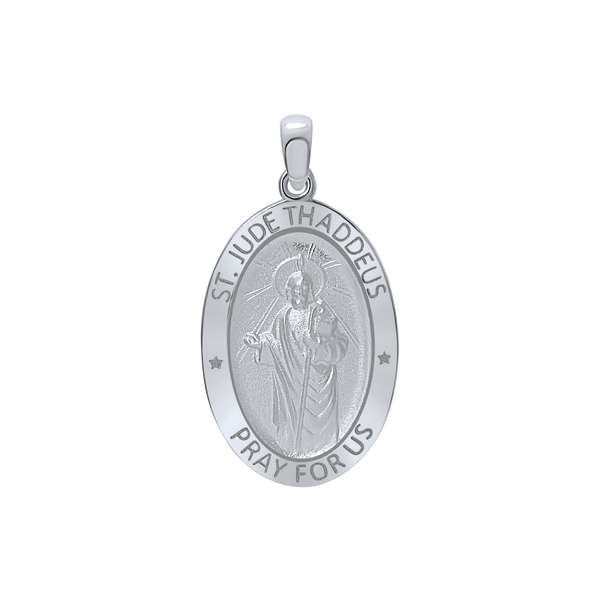 Sterling Silver Oval Saint Jude Thaddeus Medallion (3/4 inch - 7/8 inch)