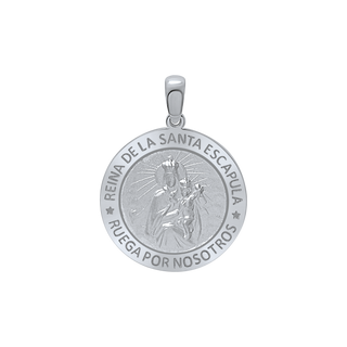 Sterling Silver Round Reina del el Santo Escápulario Medallion (3/4 inch)