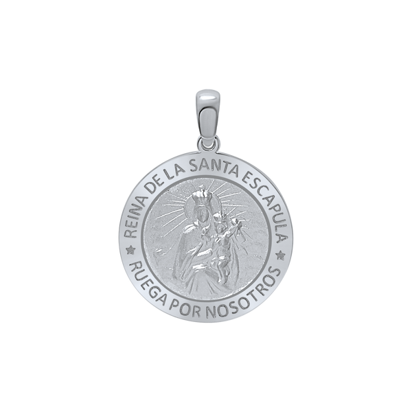 Sterling Silver Round Reina del el Santo Escápulario Medallion (3/4 inch)